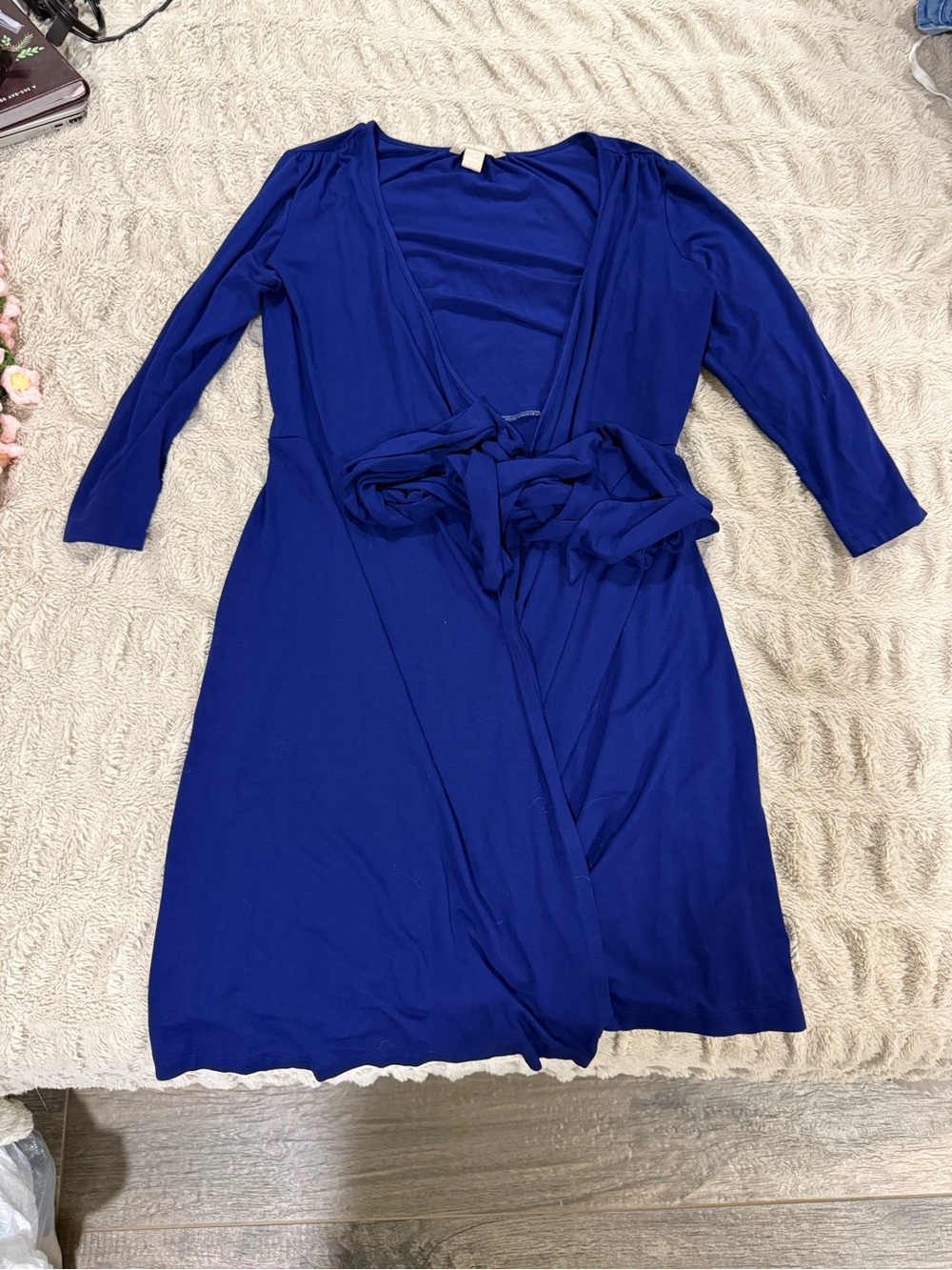 Banana Republic Deep Blue Long Sleeve Wrap Dress